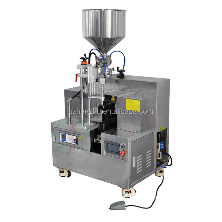 Semi-Auto Single 1 Station Plastic Soft Composite Tube Ultrasonic Filling and Sealing Machine PE Aluminum Laminated Tube Sealer